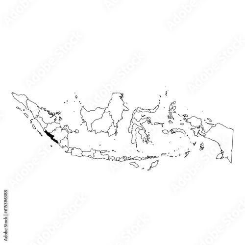 Vector map of the province of Bengkulu highlighted highlighted in black on the map of Indonesia.