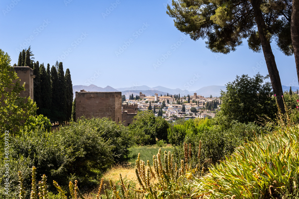 A scenic view of old Granada from the Alhambra
