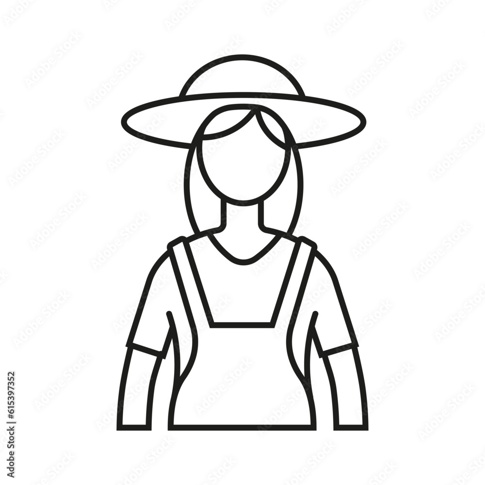 Farmer women icon. Outline farmer