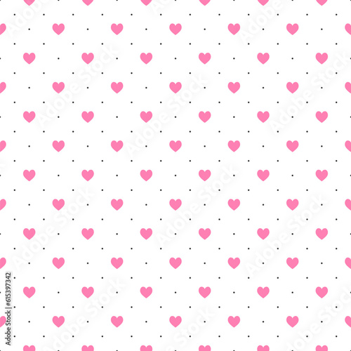 Heart pattern - pink seamless polka vector background. Vector illustration texture.