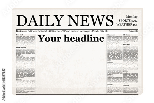 Generic old newspaper vector template photo