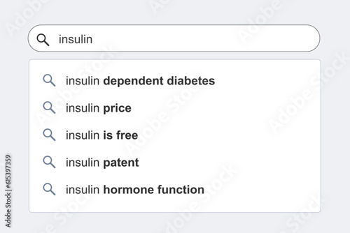 Insulin concept health care issues. Medicine subject internet search.