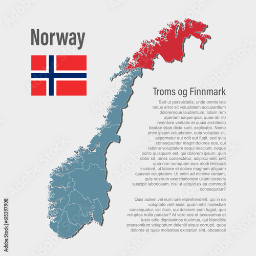 Vector map Norway, region Troms og Finnmark photo