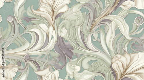 Seamless pattern background inspired by the organic and floral shapes of Art Nouveau design