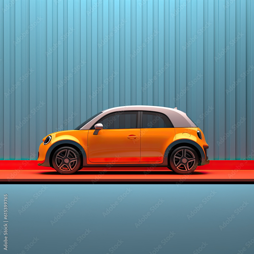 Obraz premium Modern car parked, 3D render, animation