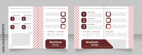 Food and drinks bifold brochure template design. Half fold booklet mockup set with copy space for text. Editable 2 paper page leaflets. Secular One Regular, Rajdhani-Semibold, Arial fonts used
