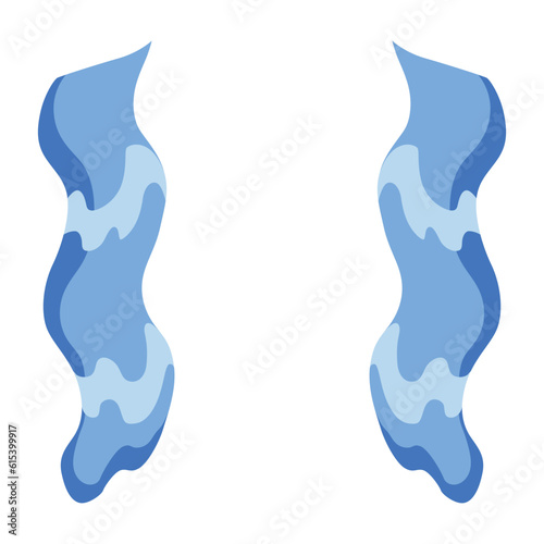 Cartoon tear drops icon. Sorrow cry streams, tear blob. Crying fluid, falling blue water drops. Isolated vector for sorrowful character weeping expression. Wet grief droplets