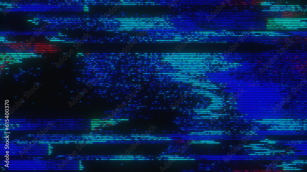 Neon Glow Glitch noise static television VFX. Visual video effects stripes background, CRT tv screen no signal glitch effect
