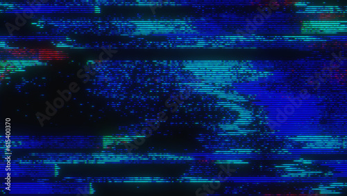 Neon Glow Glitch noise static television VFX. Visual video effects stripes background, CRT tv screen no signal glitch effect © the7dew