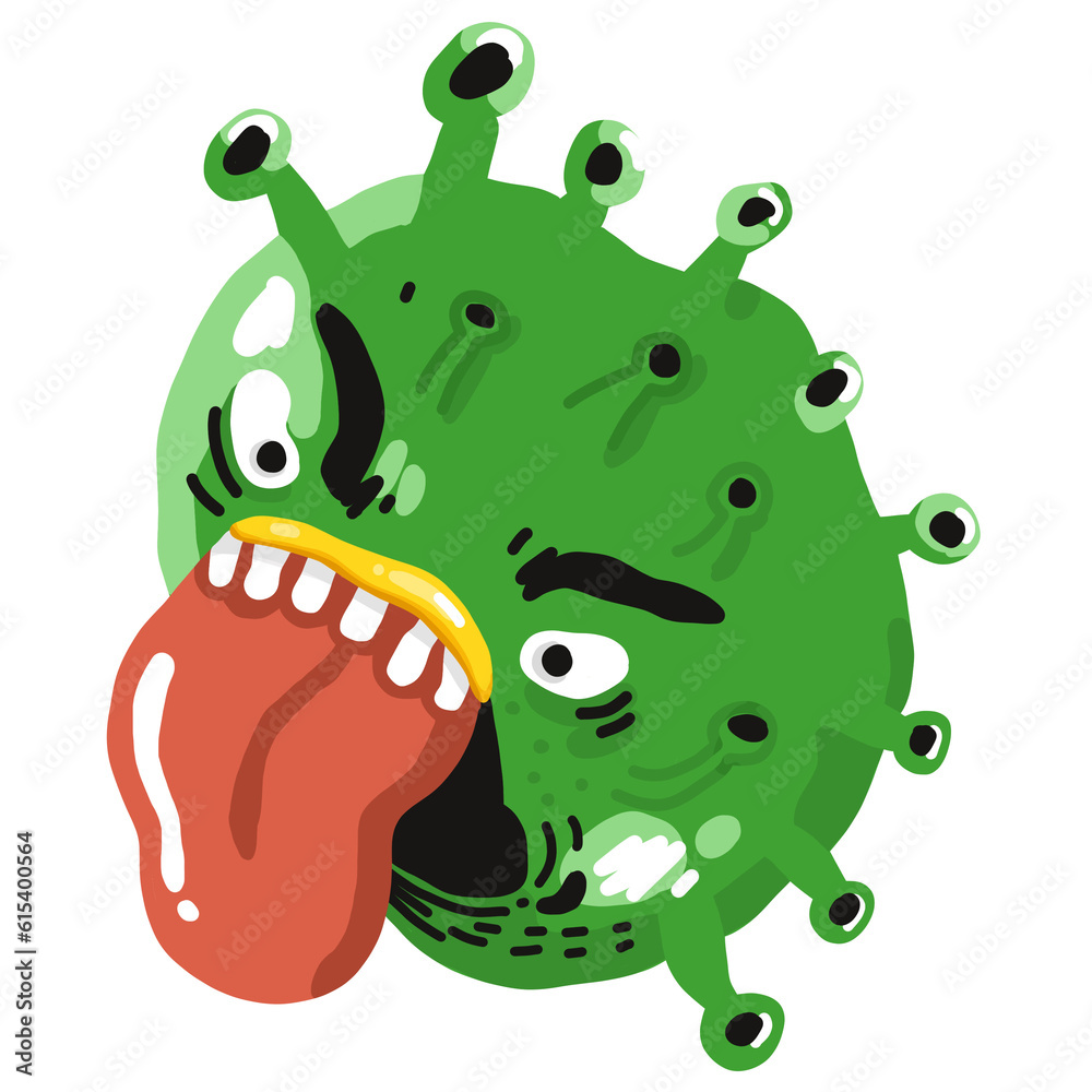Obraz premium green alien monster coronavirus cartoon 