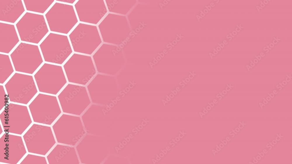  Pastel pink grid hexagon moving background