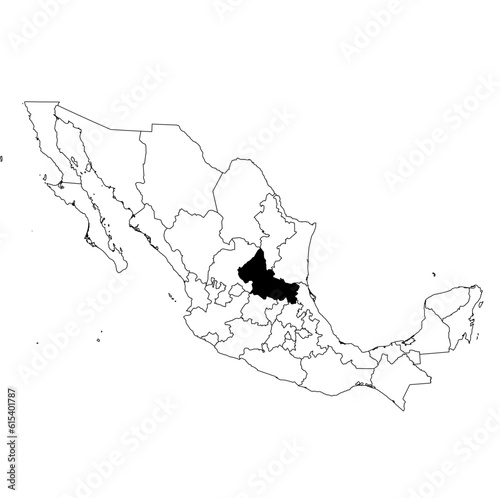 Vector map of the province of San Luis Potosí highlighted highlighted in black on the map of Mexico. photo