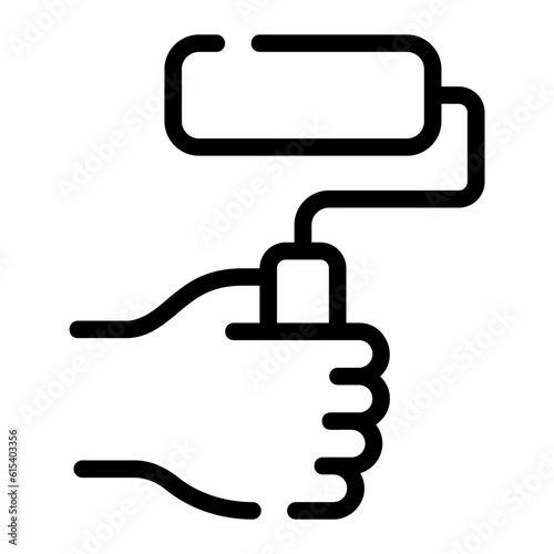 paint roller line icon
