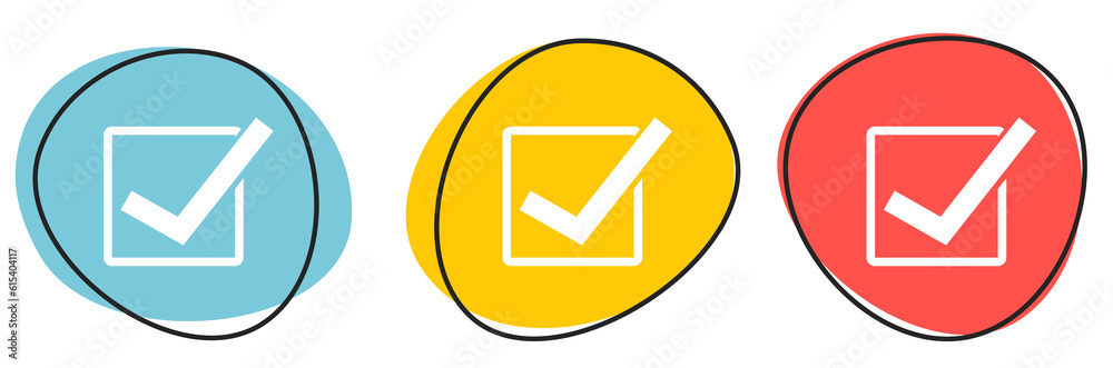 Button Banner für Website oder Business: Wahl, Häkchen oder Check