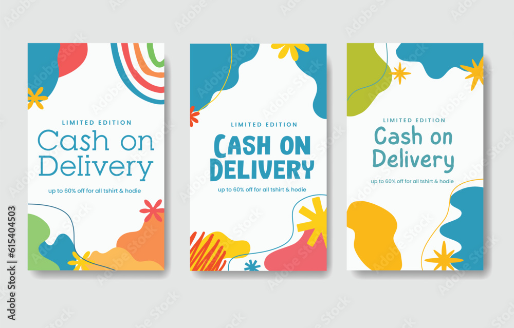 set Cash On Delivery social media post promoted. vector design
