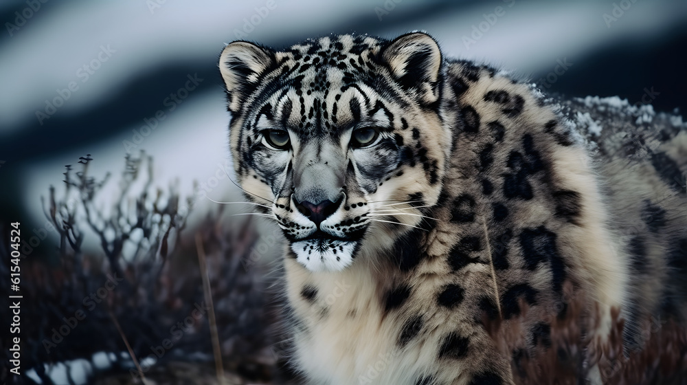 The Enigmatic Snow Leopard in its Natural Habitat. Generative AI The Enigmatic Snow Leopard in its Natural Habitat. Generative AI