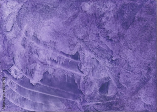 Abstract encaustic painting in purple blue with waves, pattern and different structures, painted with painting iron