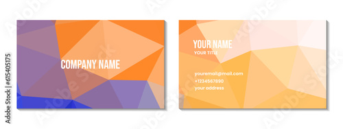 business card design. abstract blue orange colorful geometric background with triangles
