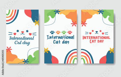 set international cat day banner social media post. vector design