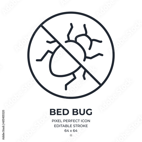 Bed bug editable stroke outline icon isolated on white background flat vector illustration. Pixel perfect. 64 x 64.