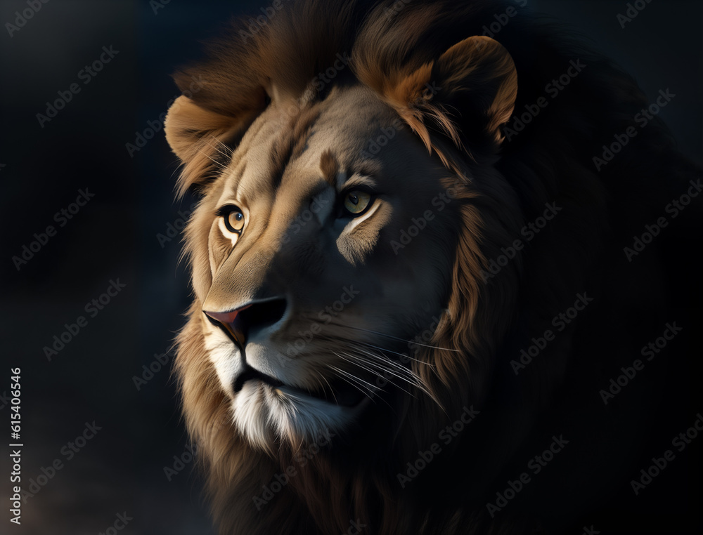 Fototapeta premium Beautiful lion portrait, generative ai