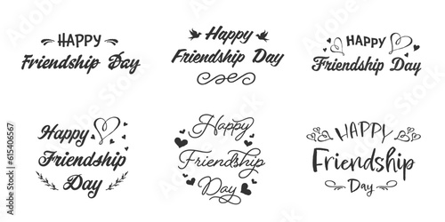 Set of lettering happy friendship day, Happy friendship day lettering phrase, Best friends forever