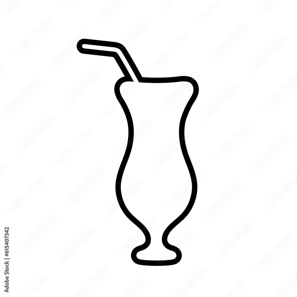 Alcohol cocktail black icon. Hurricane glass vector glyph isolated on white background. Best for web, logo, menu concept and branding design.