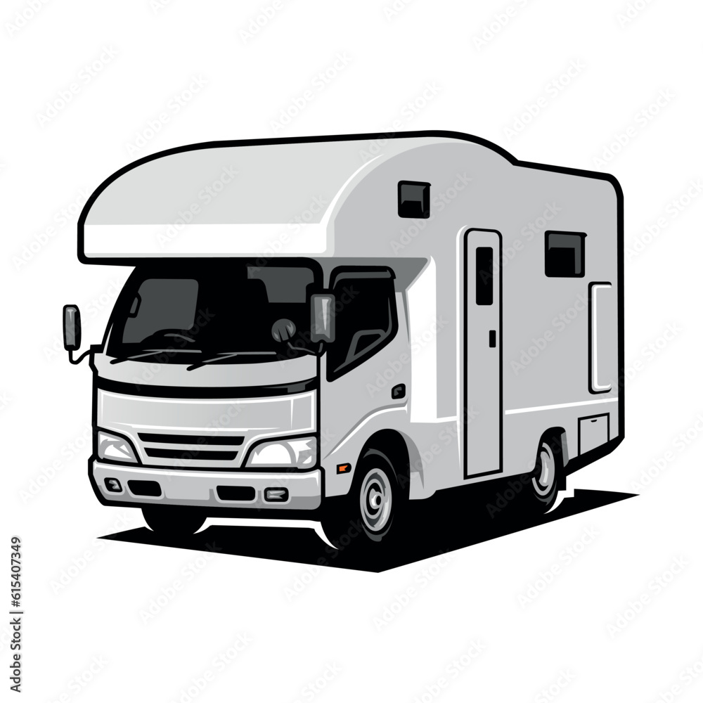 Naklejka premium RV camping car illustration vector image