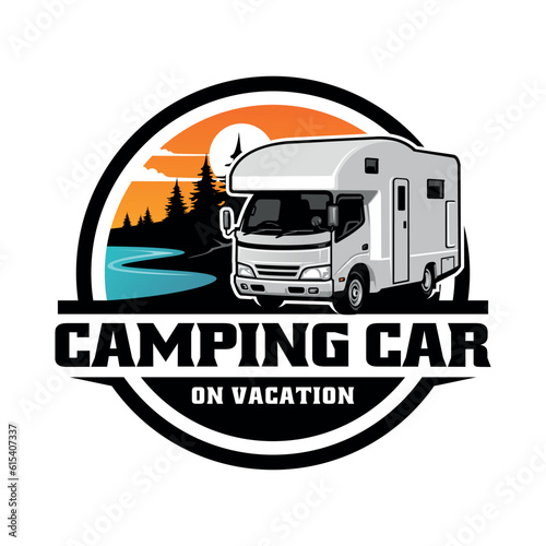 RV camping car illustration logo vector image