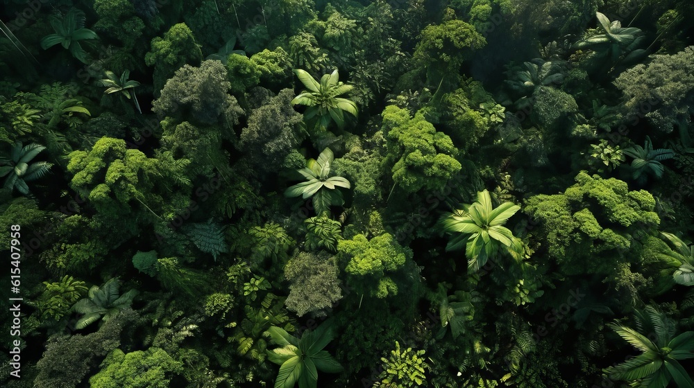 Vibrant Tapestry of a Green Rainforest from Aerial Heights, AI generated