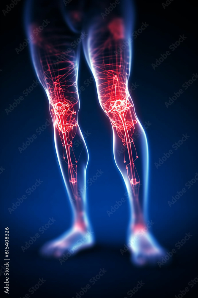 Joint pain concept. Glowing body illustration