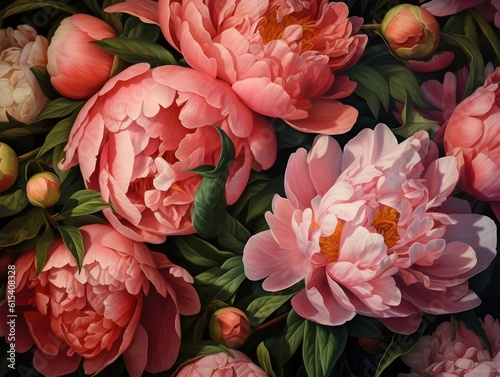 Peony flower luxury background. Generative AI