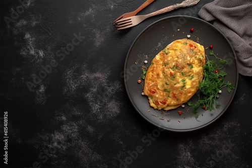Omlette on concrete background