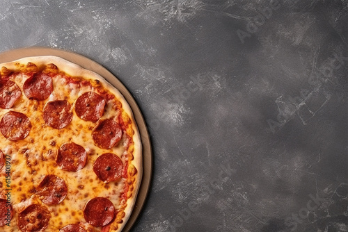 Pizza half on concrete background