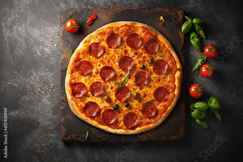 Pizza on concrete background