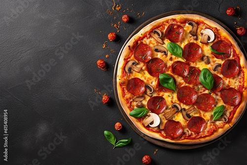 Pizza on concrete background