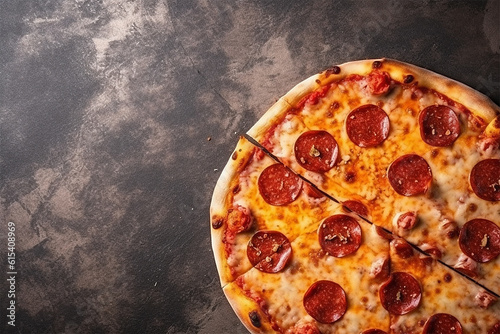 Pizza half on concrete background