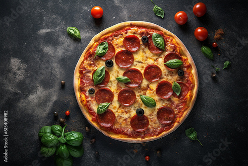 Pizza on concrete background