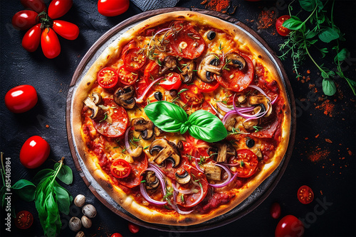 Pizza on concrete background