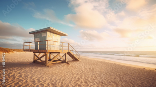 lifeguard tower on beach. summer and vacation. generative ai