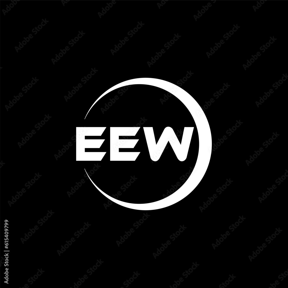 EEW letter logo design with black background in illustrator, cube logo, vector logo, modern alphabet font overlap style. calligraphy designs for logo, Poster, Invitation, etc.