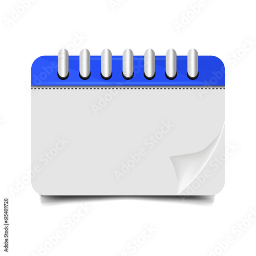 Desk calendar mockup template, wall calendar. Vector illustration of a blue blank calendar with folds