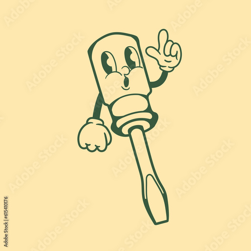 Vintage character design of a screwdriver