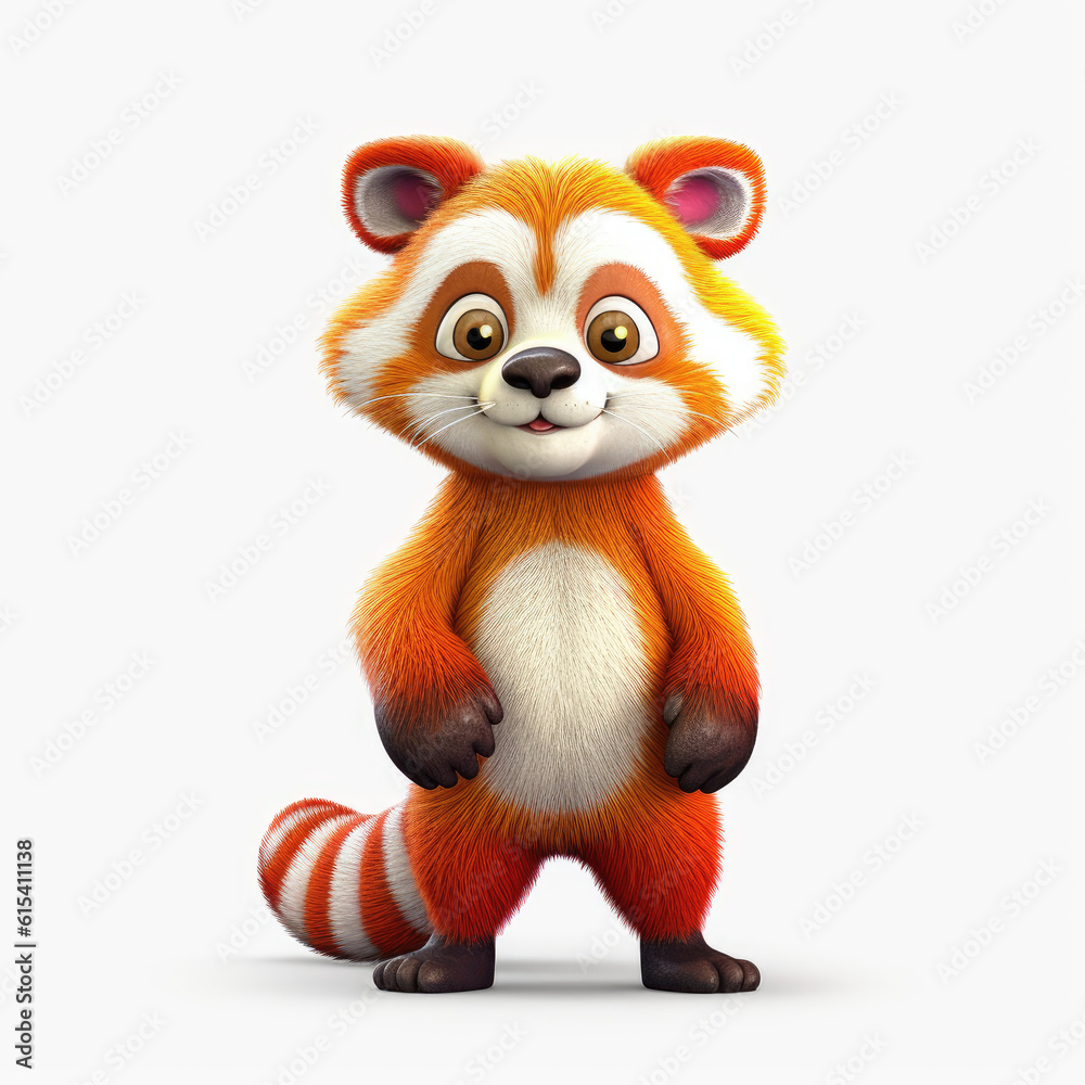 Fototapeta premium Red panda drawn 3d cartoon style