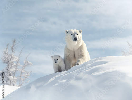 illustration of polar bear in the snow. Created with Generative AI