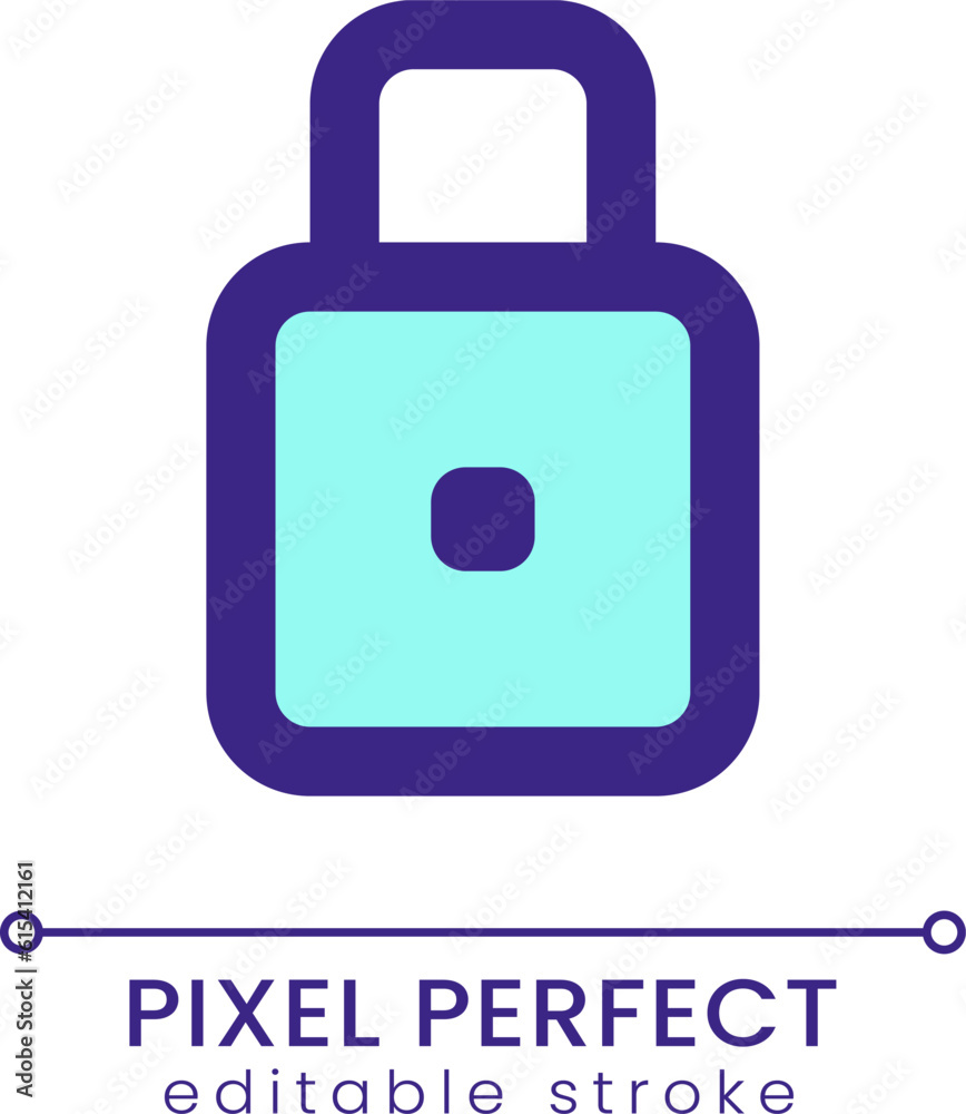 Padlock pixel perfect RGB color ui icon. Account security. Data encryption. Simple filled line element. GUI, UX design for mobile app. Vector isolated pictogram. Editable stroke. Poppins font used Padlock pixel perfect RGB color ui icon. Account security. Data encryption. Simple filled line element. GUI, UX design for mobile app. Vector isolated pictogram. Editable stroke. Poppins font used