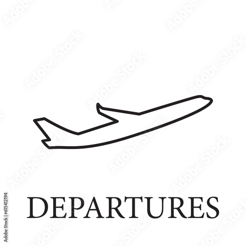 Departure icon, Departures symbol for information board airport, Salidas icon, Airport flight icon vector. photo