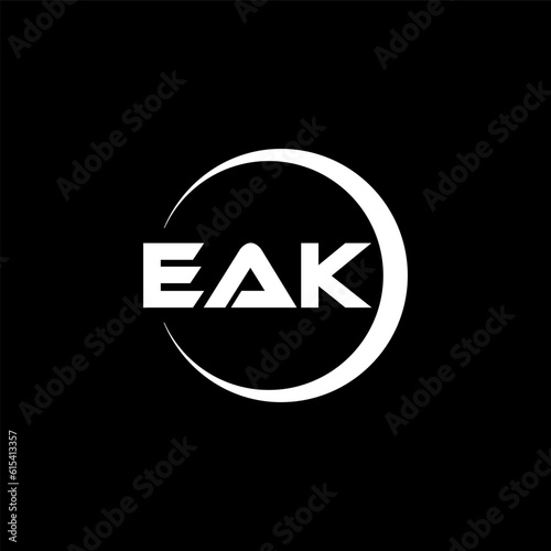 EAK letter logo design with black background in illustrator, cube logo, vector logo, modern alphabet font overlap style. calligraphy designs for logo, Poster, Invitation, etc. photo