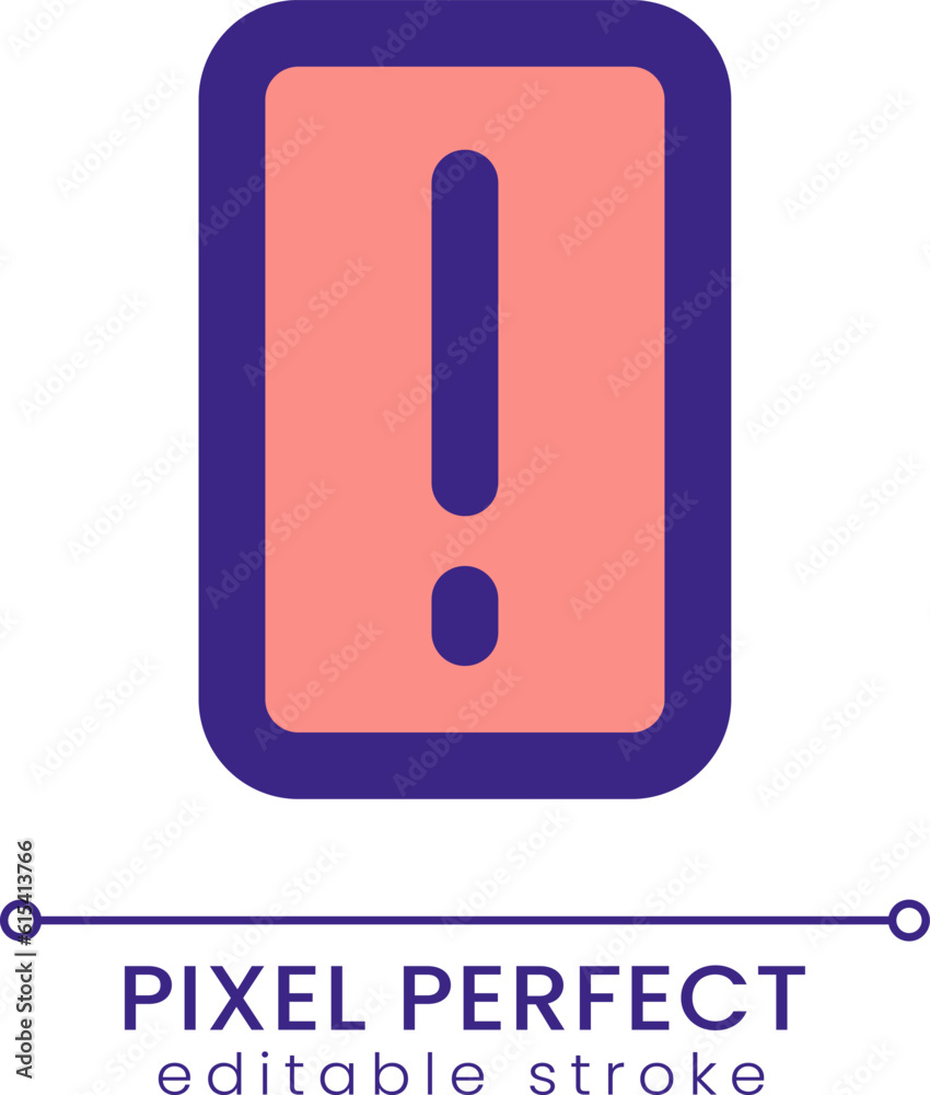 Exclamation mark pixel perfect RGB color ui icon. System error. Simple filled line element. GUI, UX design for mobile app. Vector isolated pictogram. Editable stroke. Poppins font used Exclamation mark pixel perfect RGB color ui icon. System error. Simple filled line element. GUI, UX design for mobile app. Vector isolated pictogram. Editable stroke. Poppins font used