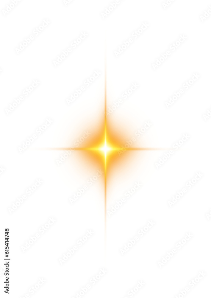 Fototapeta premium Golden star and sparks isolated on transparent background. Flares and sunbursts. Glowing light effects. PNG.
